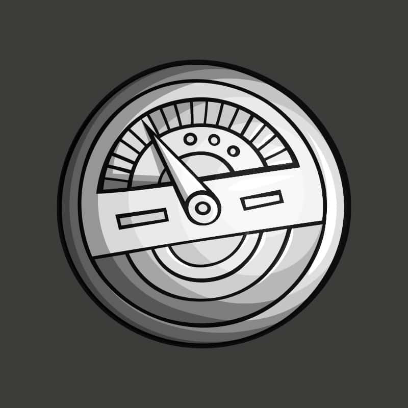 Grafik eines Tachometers als Symbol für die Entwicklung der Fahrschule Lange FahrschulAcademy.