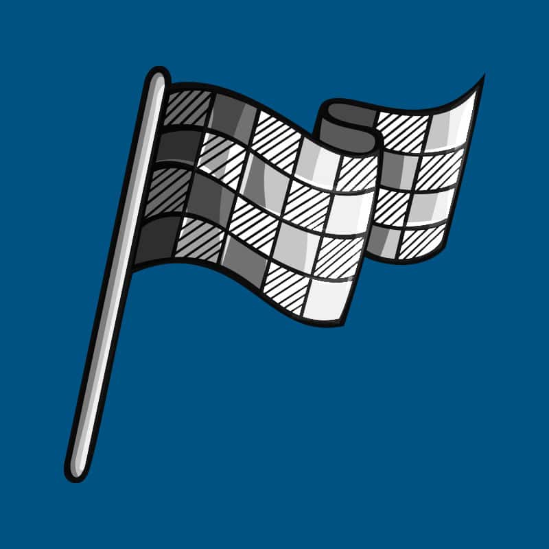 Grafik einer Zielflagge als Symbol für die Geschichte der Fahrschule Lange FahrschulAcademy im Allgäu.